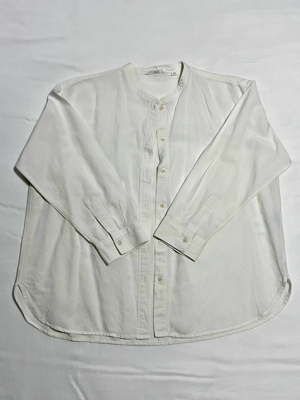 UNIQLO Linen Blend Band Collar 3/4 Sleeves Shirt